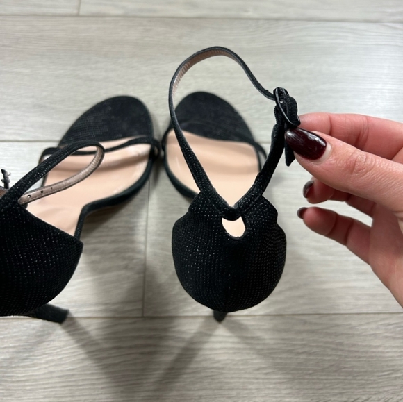 Stuart Weitzman Black Textured Leather Nudist Heeled Sandals - Picture 4 of 10